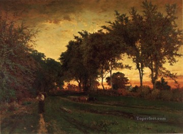  Inness Art Painting - Evening Landscape George Inness